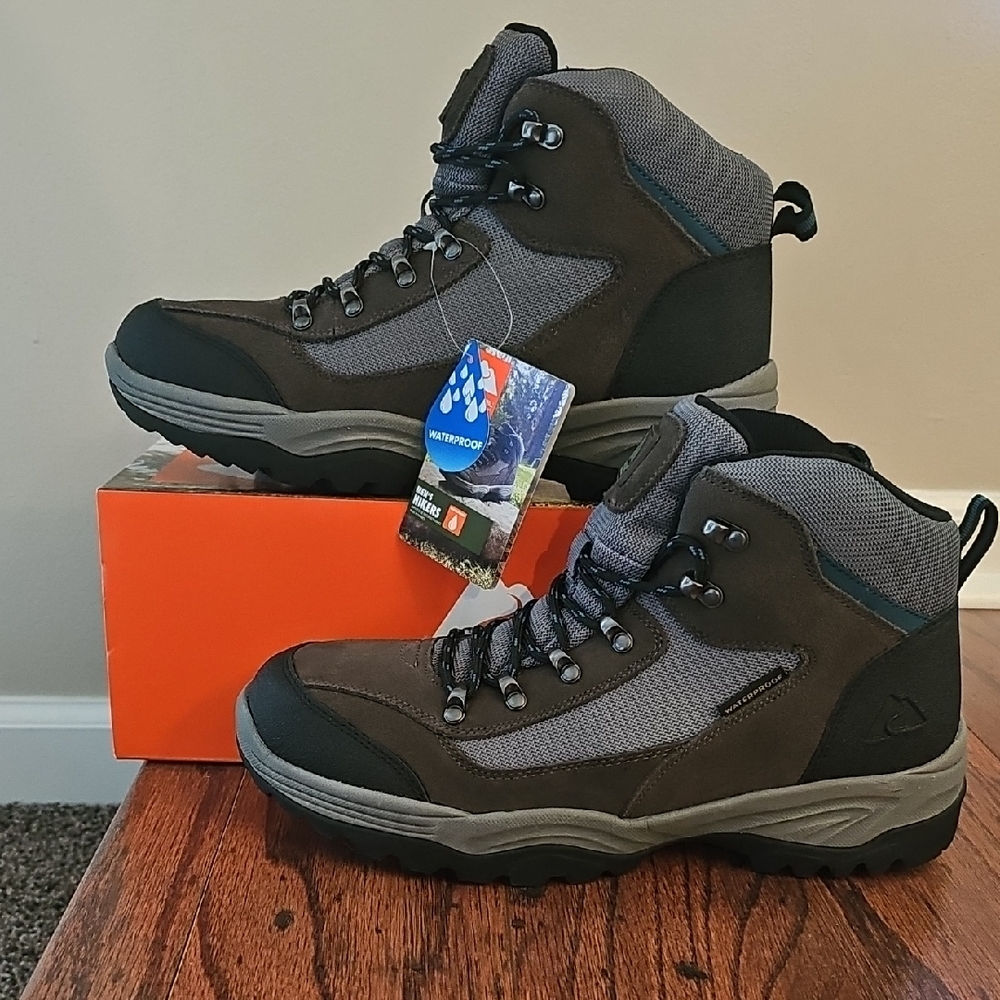 Ozark Trail Black and Gray Hiking Boots Rugged Outdoor Design